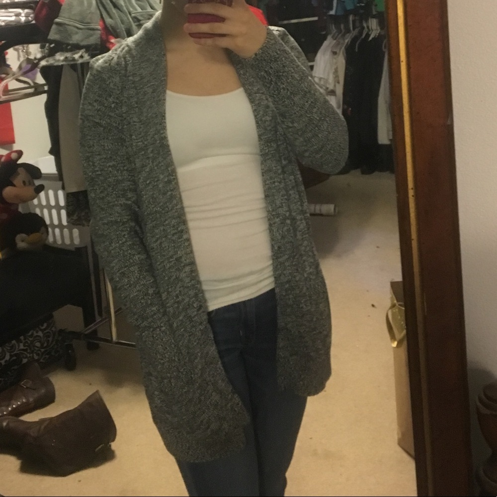 Blacked and White Speckled Cardigan